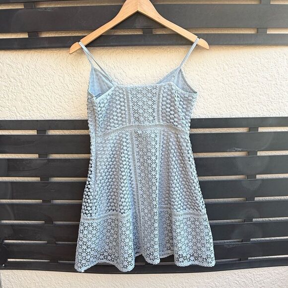 Abercrombie & Fitch Crochet Lace Overlay Mini Dress in Light Blue | Size XS - Picture 3 of 6